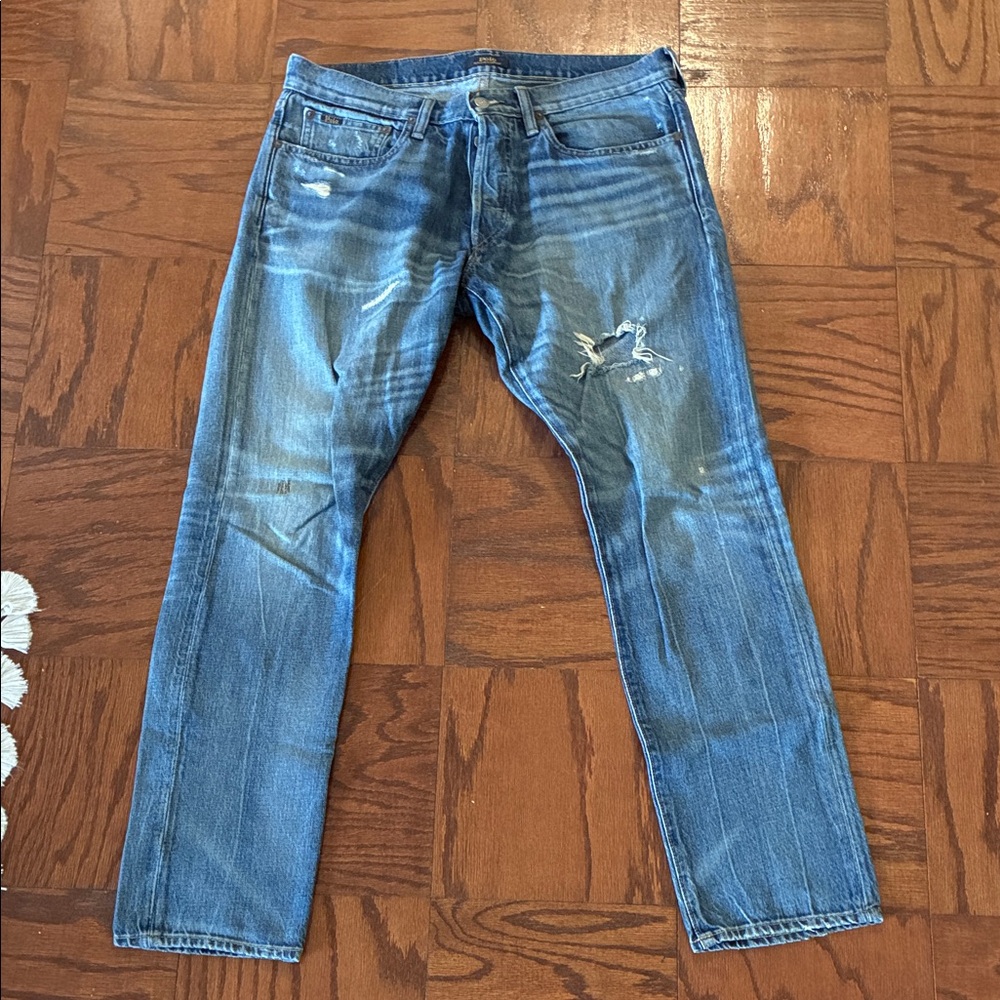 Ralph Lauren Distressed Blue Slim Jeans